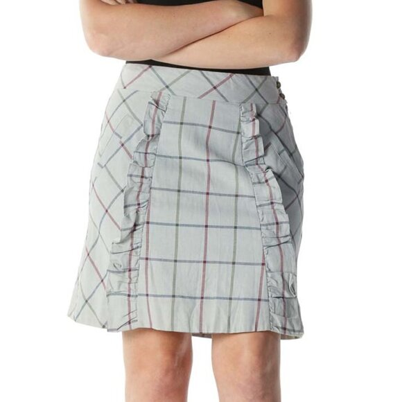 edme & esyllte Dresses & Skirts - edme & esyllte Gray Multicolor Plaid Ruffled A-Line Skirt